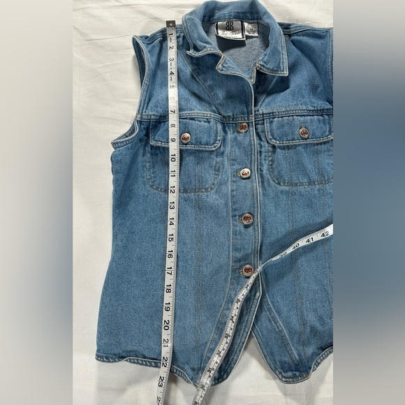 Vintage Bill Blass Denim Waistcoat Vest Sleeveless Jacket Blue Denim  Size PS - Picture 4 of 5